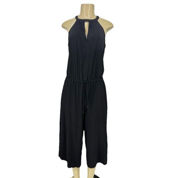 Athleta Size 6 Women Mercer Romper Jumpsuit Wide Leg Quick Dry Black 19” In BD4 - Picture 1 of 11
